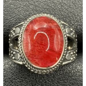 New Condition Coral Bali Style Ring 925 Size 7